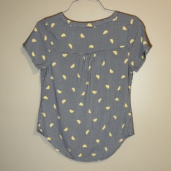 Lemon Blouse Christopher & Banks Women Black/White Gingham Flowy Size PM - Picture 4 of 4
